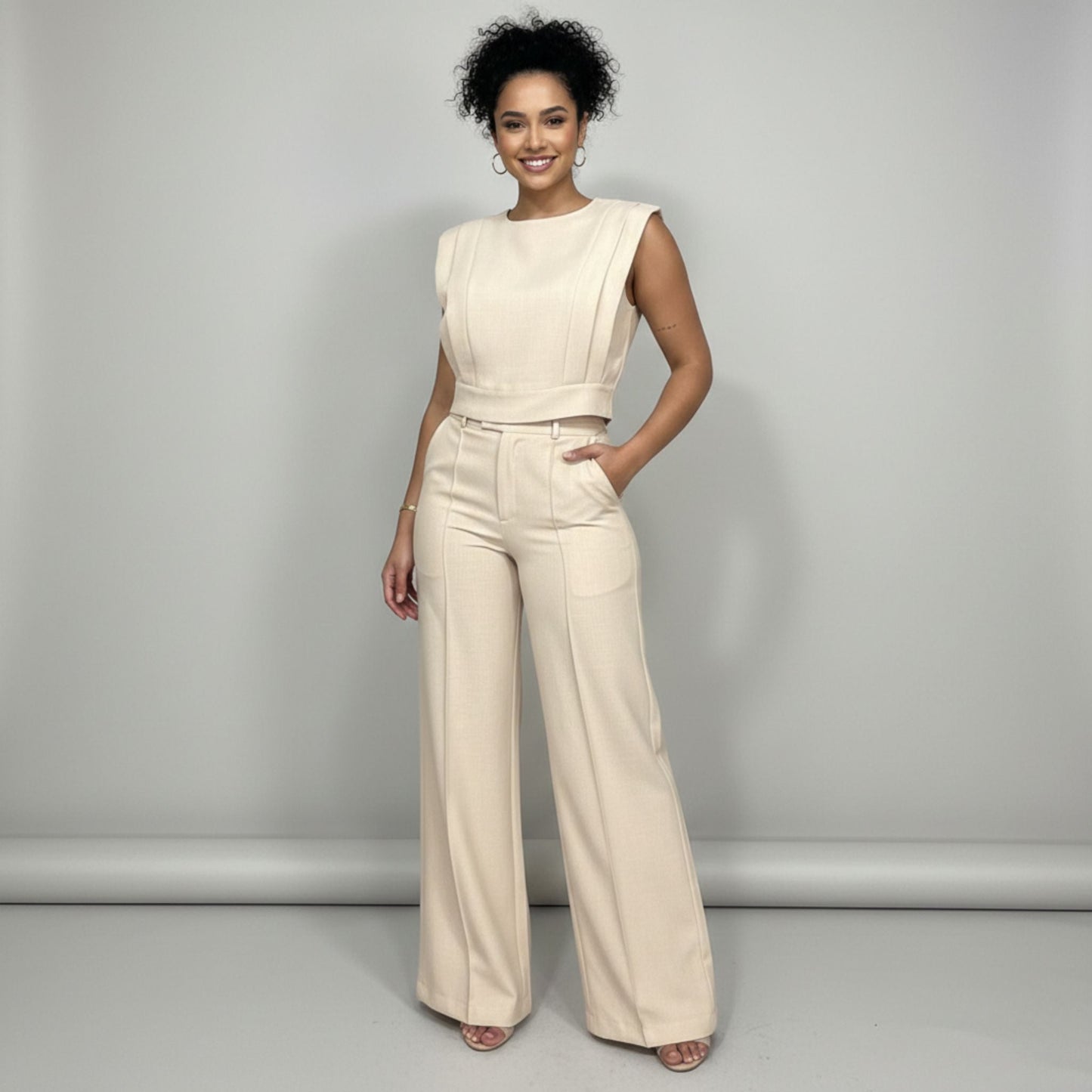 Women's Cotton Co-ord Set - Vest Top & Wide Leg Pants | SUPERZEDE