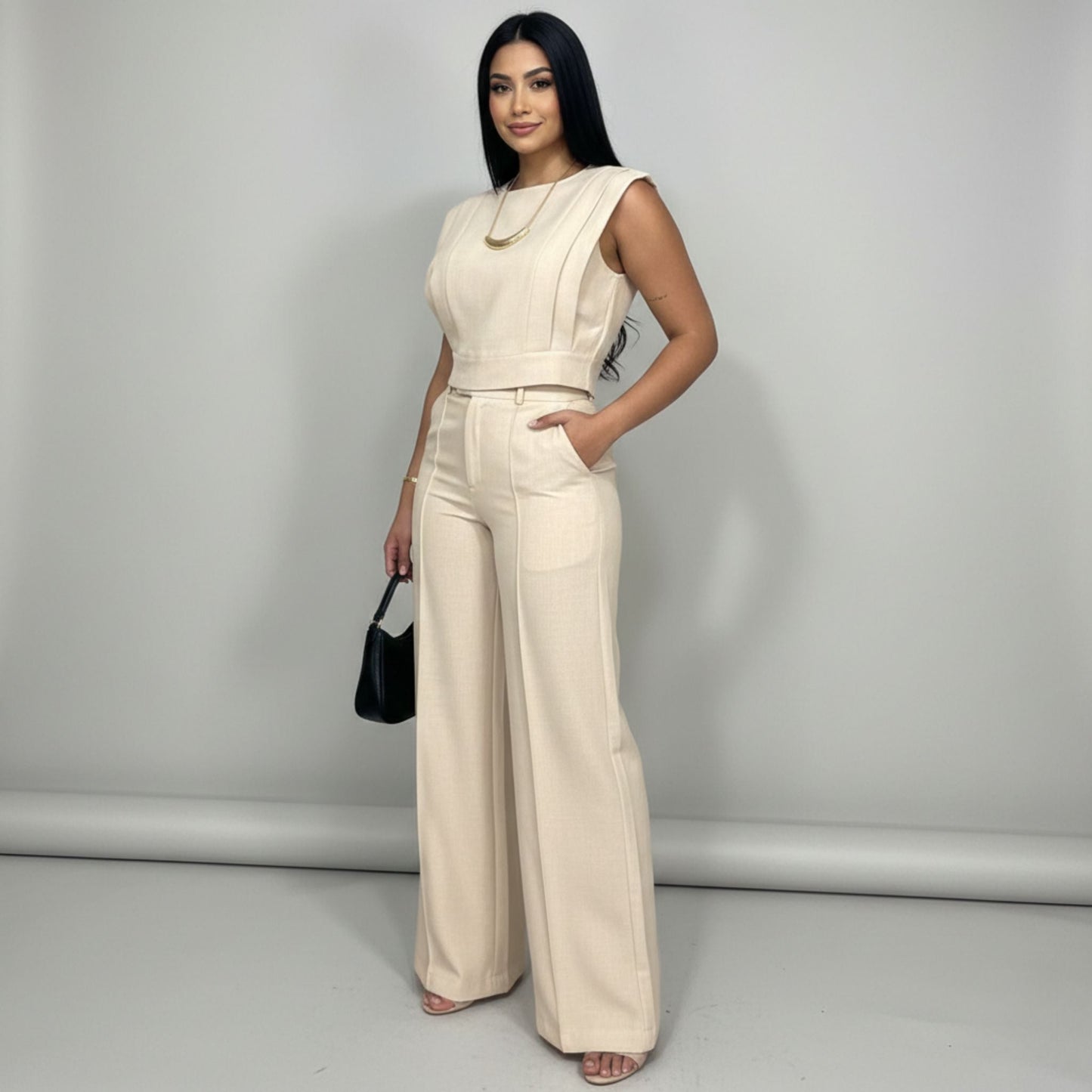 Women's Cotton Co-ord Set - Vest Top & Wide Leg Pants | SUPERZEDE