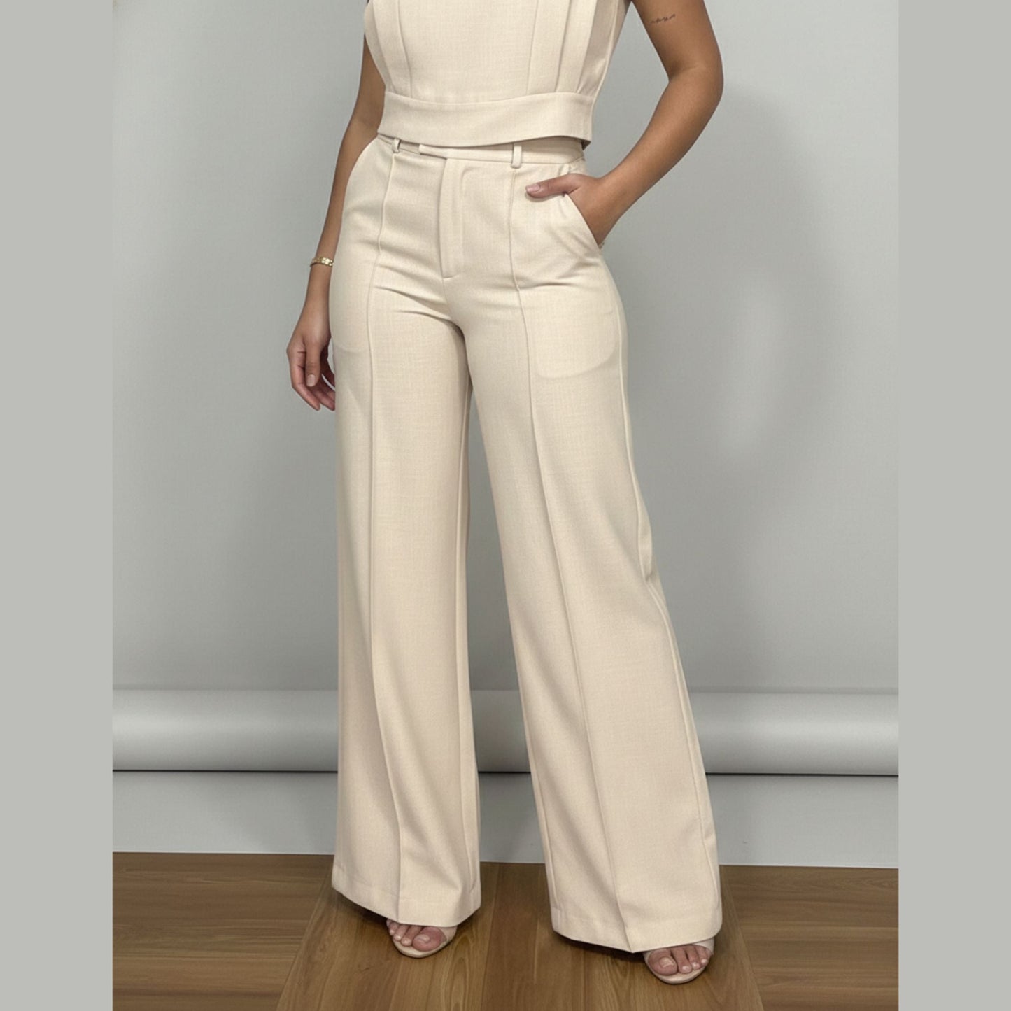 Women's Cotton Co-ord Set - Vest Top & Wide Leg Pants | SUPERZEDE