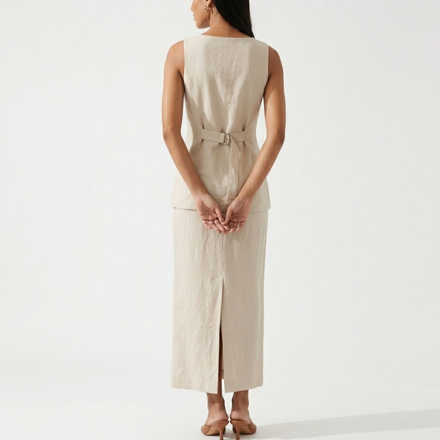 Women's Cotton Waistcoat & Midi Skirt Co-ord Set | SUPERZEDE