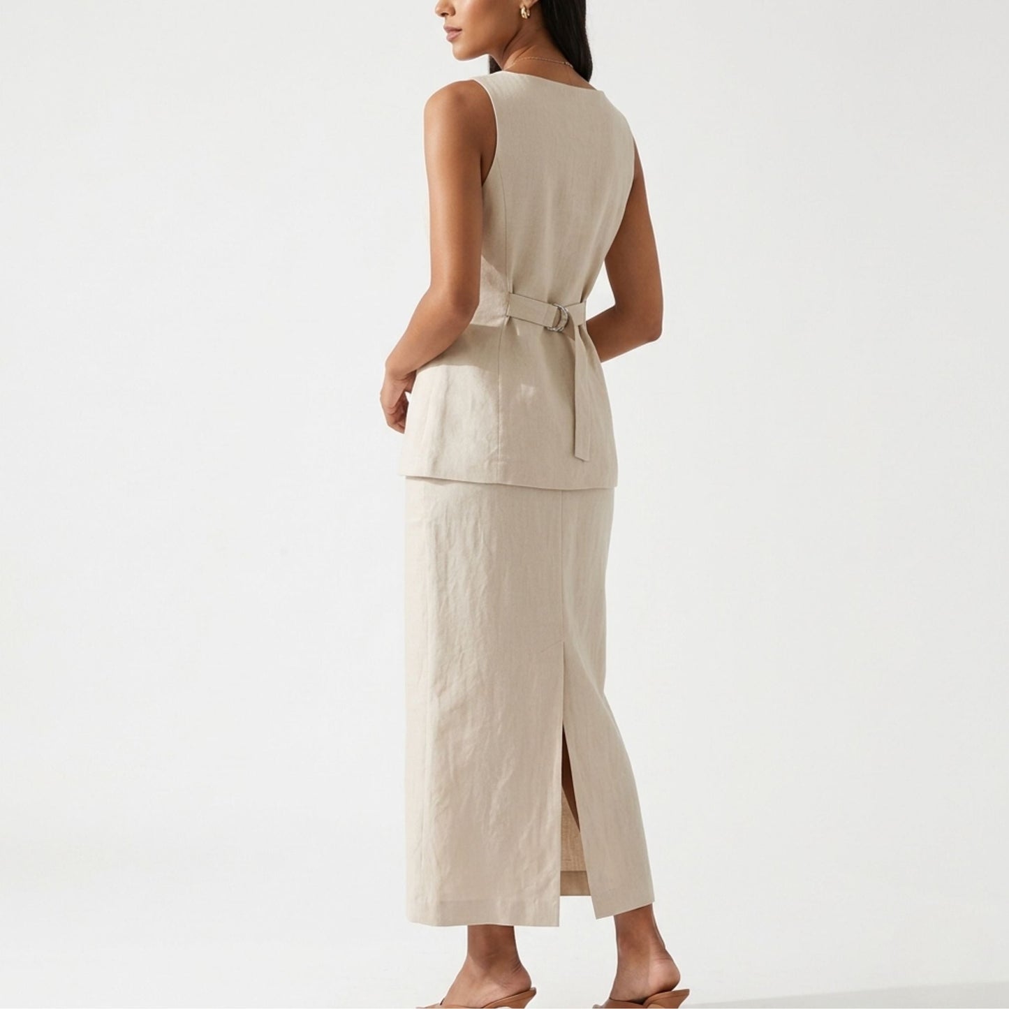 Women's Cotton Waistcoat & Midi Skirt Co-ord Set | SUPERZEDE